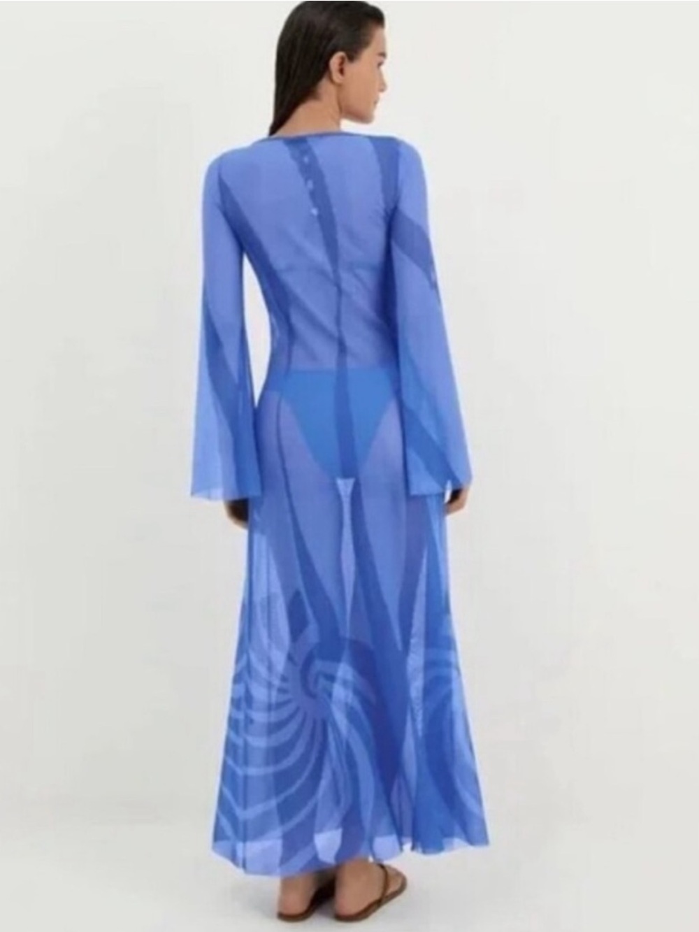 Caroline Constas Blue Wave Sheer Beach Cover Up - Picture 9 of 10
